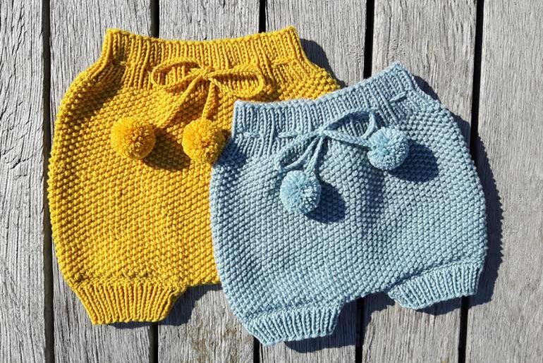 Strikkede Baby Bloomers – Luksuskrea – Hækling strik